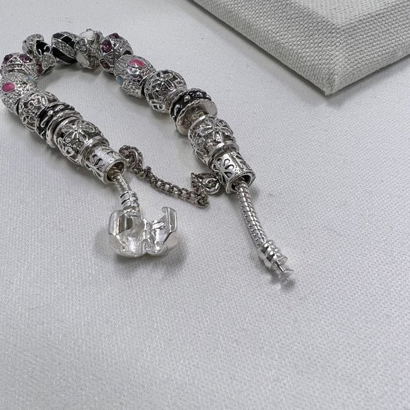 Silver Tone 6” Snake Chain Charm Bracelet w/ Lobster Claw Clasp - Picture 4 of 6